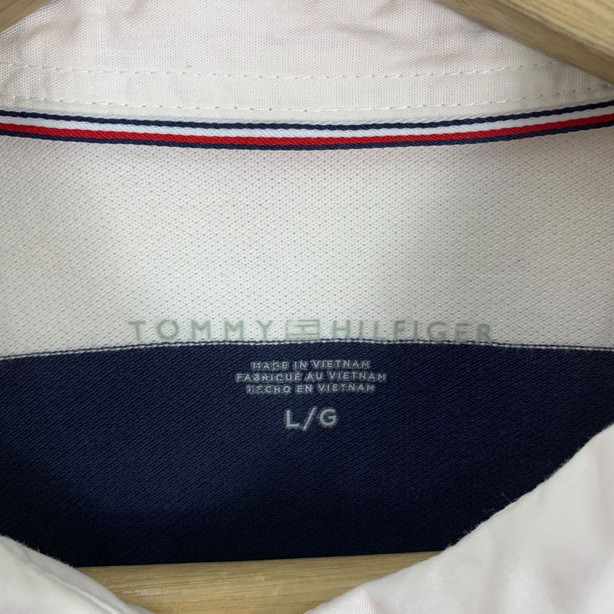 Tommy Hilfiger TOMMY HILFIGER USA Gold Crest Logo Striped Polo Tee Shirt Size L / US 10 / IT 46 - 7 Thumbnail
