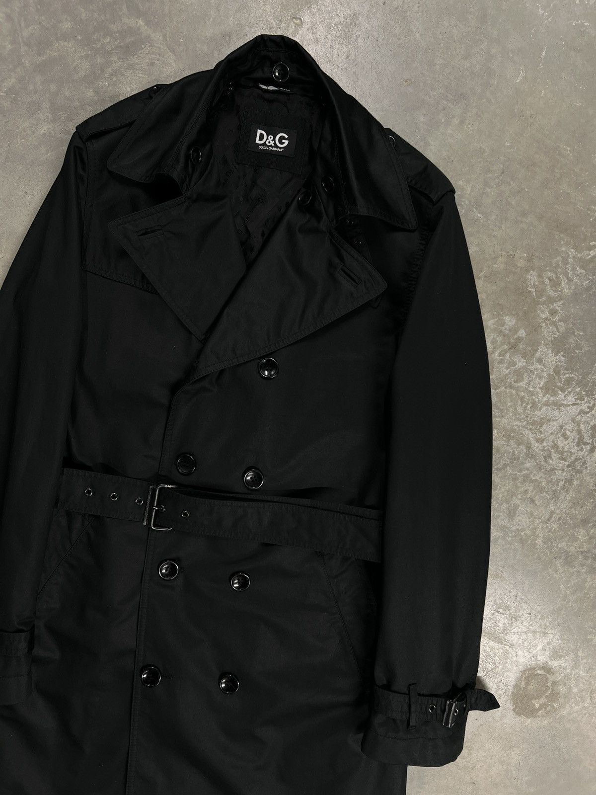 Dolce & Gabbana Mens Dolce & Gabbana Trench Coat Jacket Black Belted Size US M / EU 48-50 / 2 - 6 Thumbnail