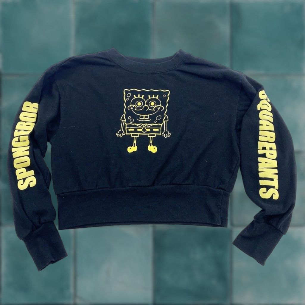 Nickelodeon SpongeBob Squarepants Sweatshirt Women’s Medium Black Cropped Pullover Regular Sweatshirt M Womens Nickelodeon Activewear Size M / US 6-8 / IT 42-44 - 1 Thumbnail