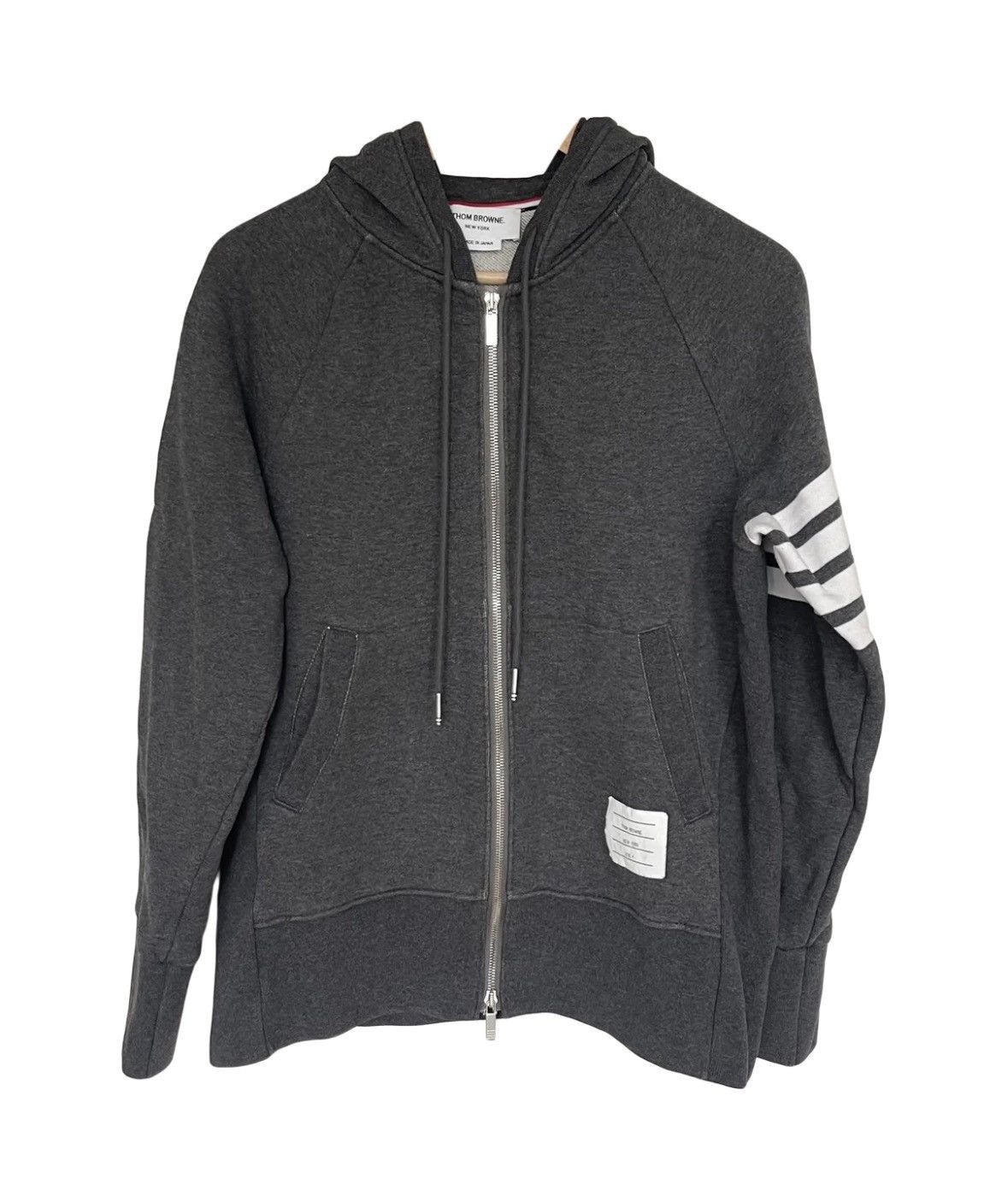 image of Thom Browne Classic Four-Bar Stripe Hoodie Size S in Grey, Men's