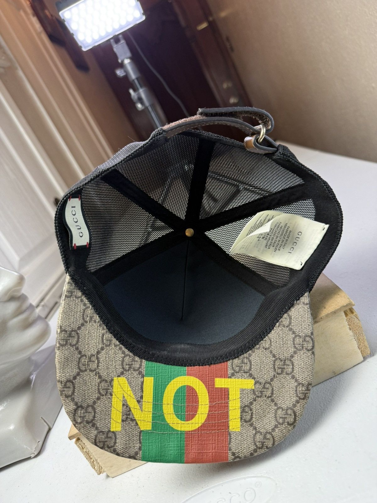 Gucci Gucci GG Supreme Monogram Baseball Hat 59 Beige Black Size ONE SIZE - 7 Thumbnail
