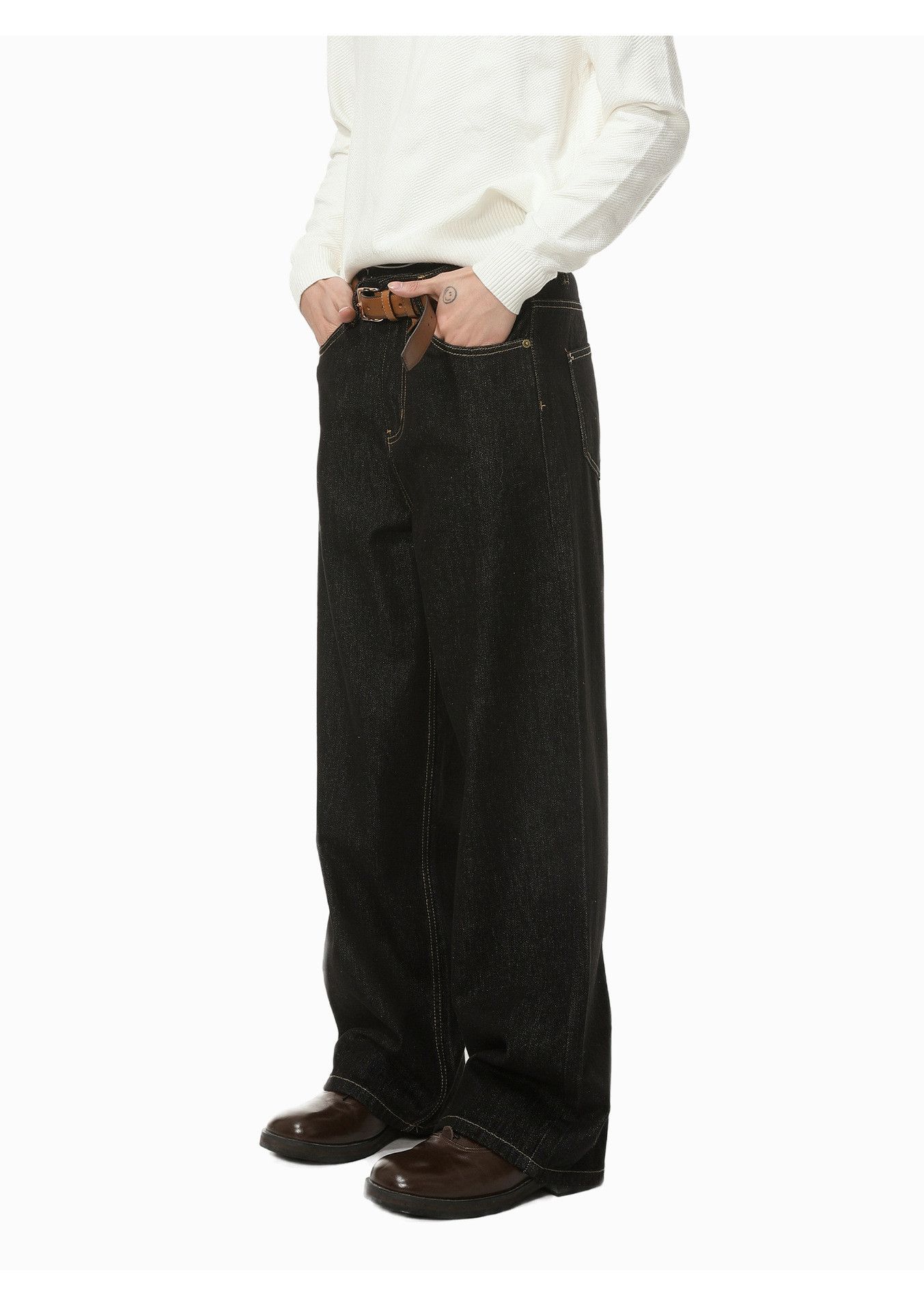 Jean Retro American men's black classic versatile loose jeans Size US 32 / EU 48 - 4 Thumbnail