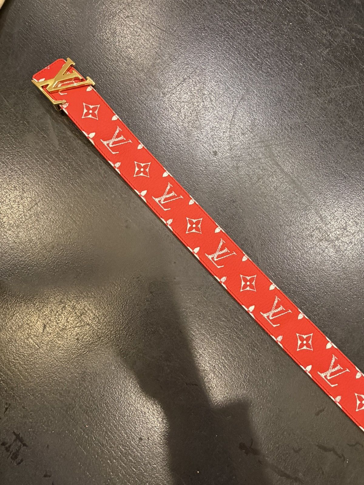 Louis Vuitton Louis Vuitton Monogram Belt - Gold/Red Size 40 - 3 Thumbnail