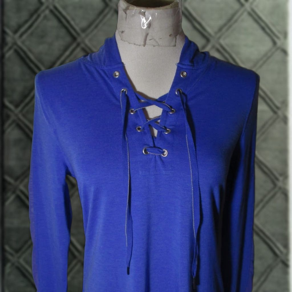 Nanette Lepore NANETTE LEPORE Blue Lyocell Blend Rope Tie Hoodie Women's S/P Size S / US 4 / IT 40 - 1 Thumbnail