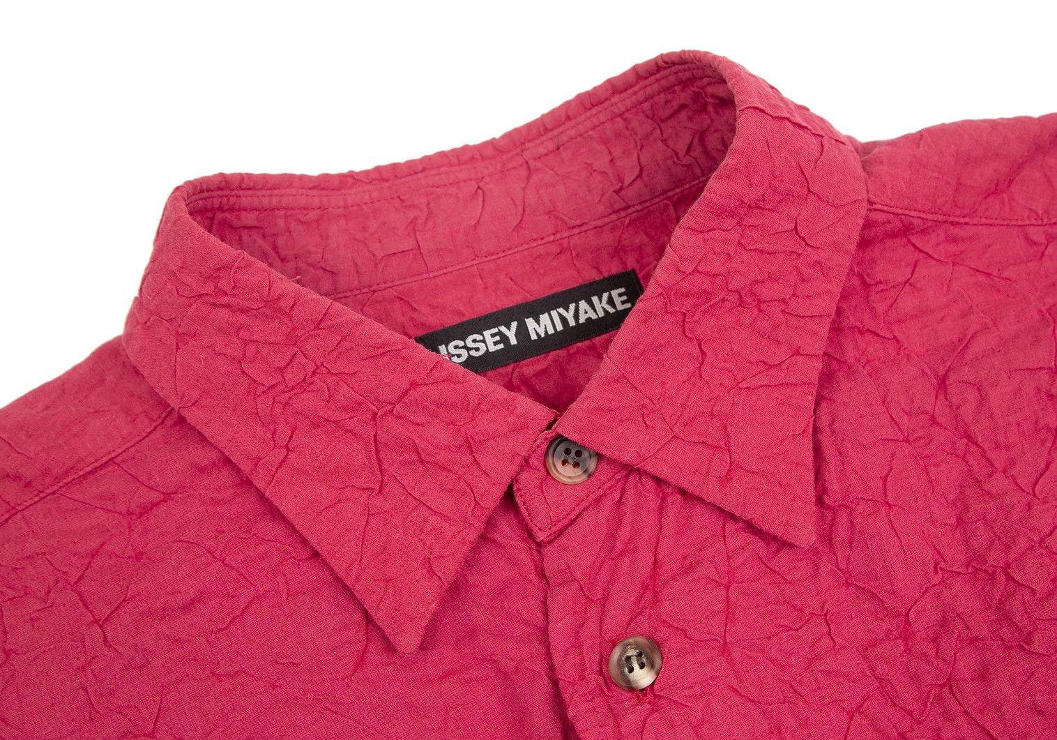 Issey Miyake Cotton Wrinkle Pleats Shirt in Red Size US L / EU 52-54 / 3 - 3 Thumbnail