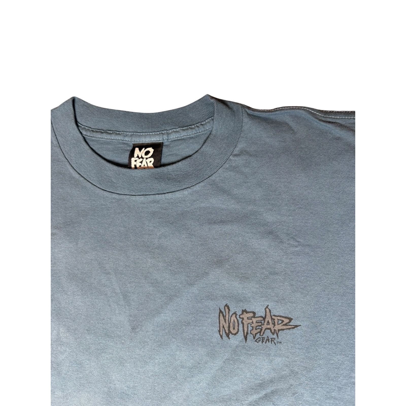 No Fear × Vintage Vintage 90s No Fear Dangerous Sports Gear Skull T-Shirt Size US M / EU 48-50 / 2 - 4 Thumbnail