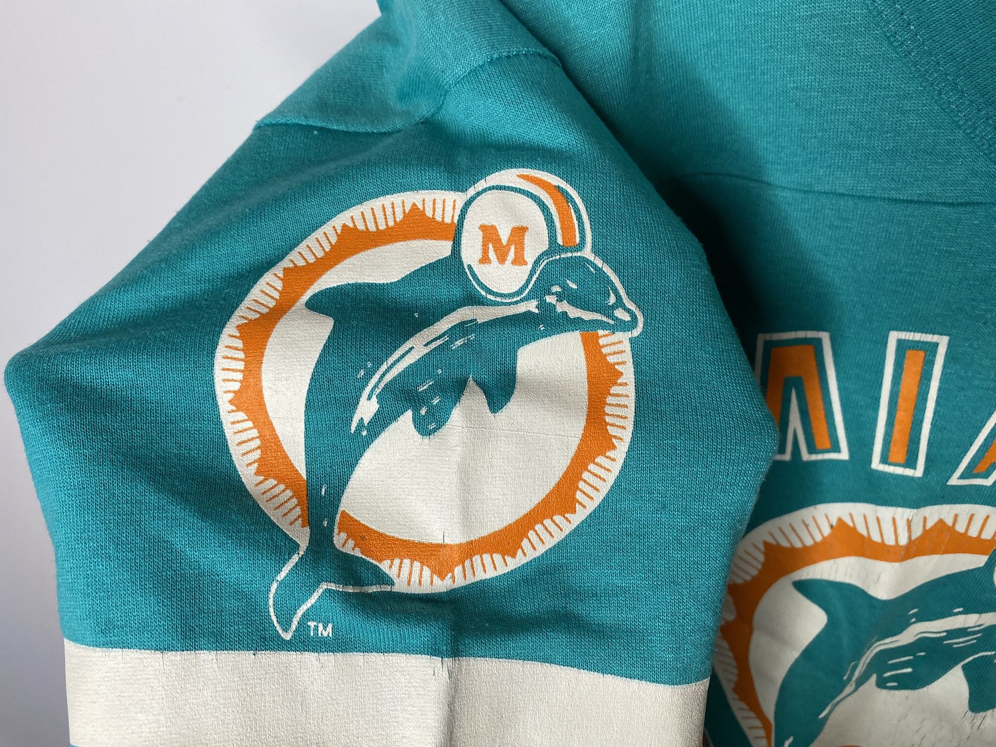 NFL VINTAGE 80s MIAMI DOLPHINS NFL FOOTBALL SHIRT JERSEY Size US L / EU 52-54 / 3 - 4 Thumbnail