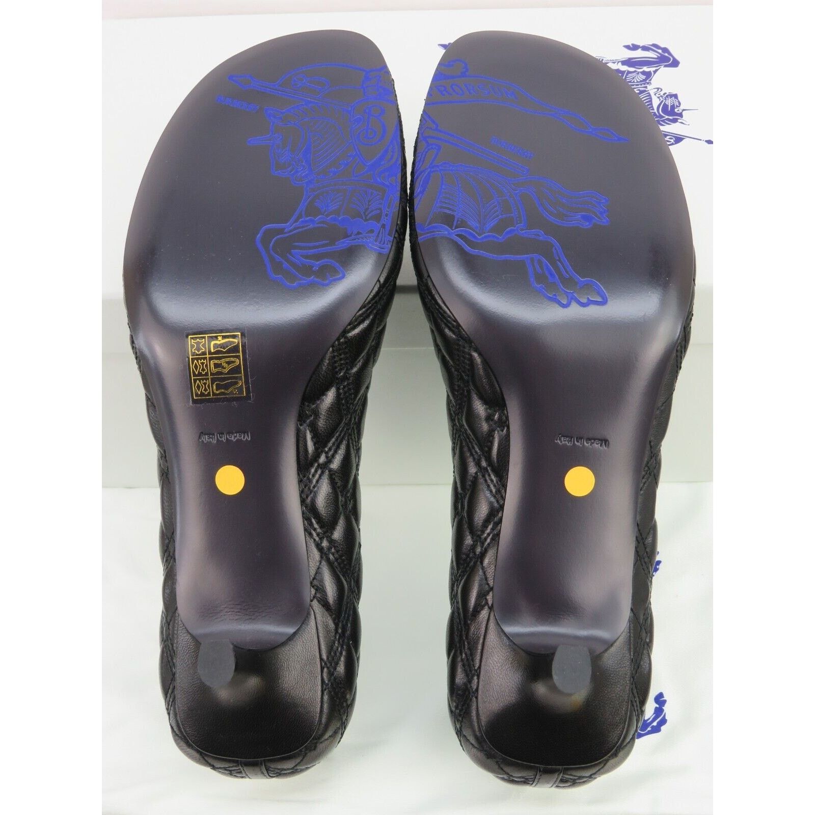 Burberry BURBERRY BABY BLACK QUILTED LEATHER LOGO KITTEN PUMPS 39 9 Size US 9 / IT 39 - 11 Thumbnail