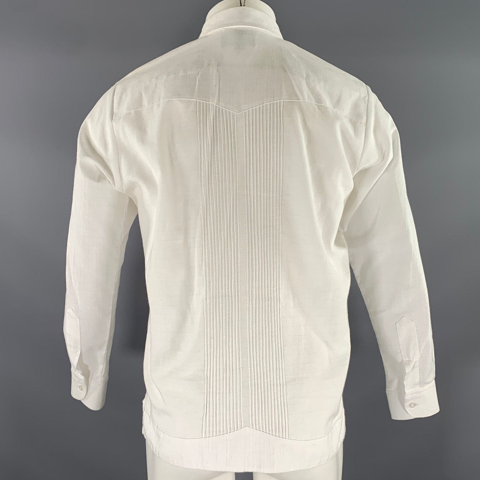 Other GUAYABERAS White Black & Silver Patterns Linen Long Sleeve Size US S / EU 44-46 / 1 - 4 Thumbnail
