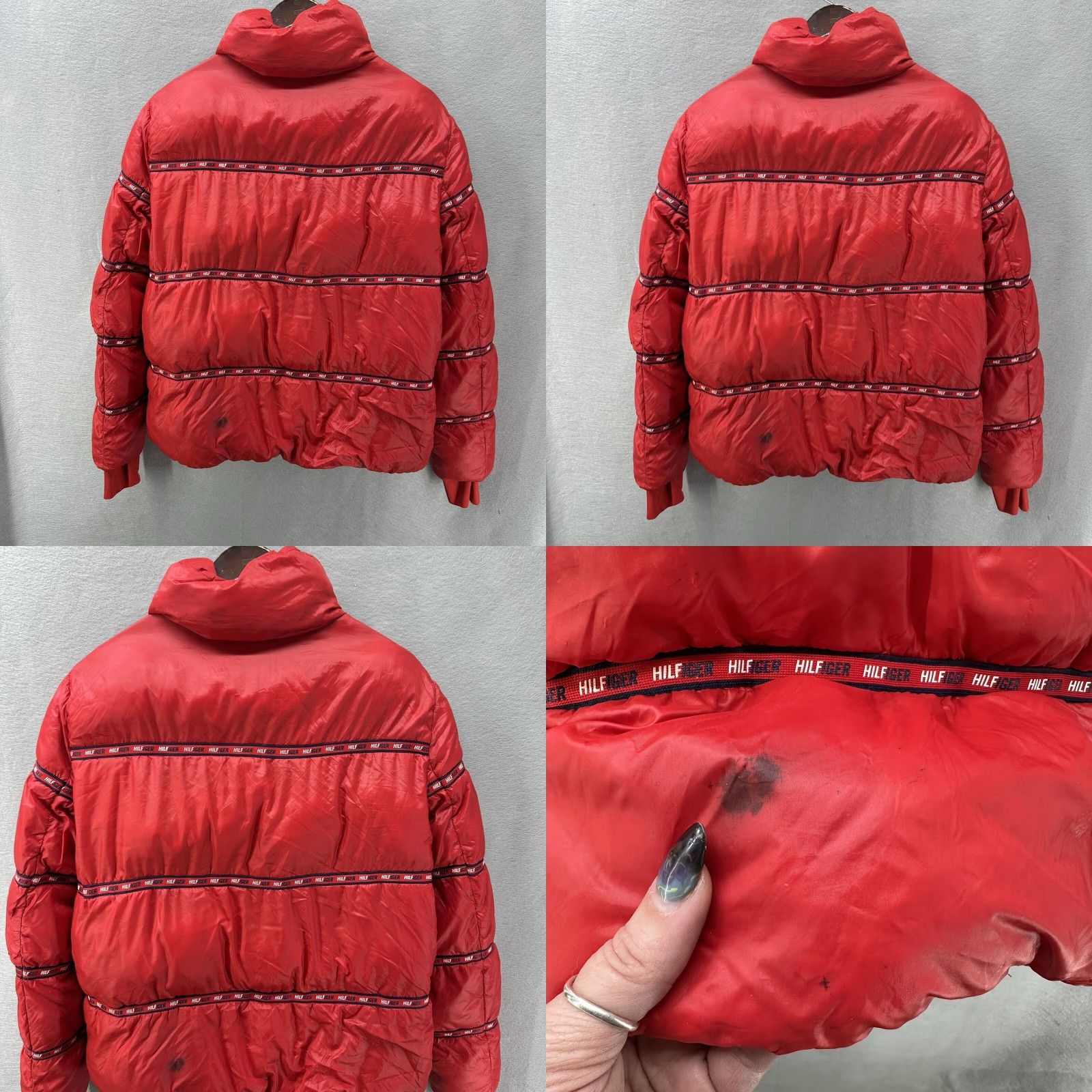Tommy Hilfiger VINTAGE Tommy Hilfiger Jacket Womens L Red Puffer Coat Logo Quilted Short Sleeve Full Zip Insulated Adjustable Casual Read SHIPPINg Size L / US 10 / IT 46 - 8 Thumbnail