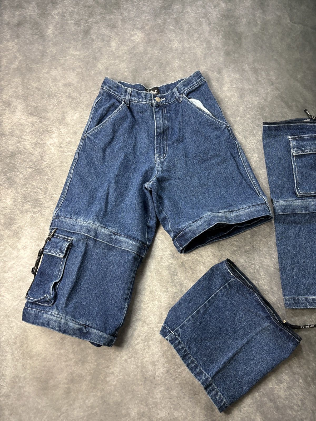 JNCO × Southpole × Vintage 1990s Extreme Zone Denim Cargo Pants Vintage Rave Jorts Zip Size 26" / US 2 / IT 38 - 6 Thumbnail