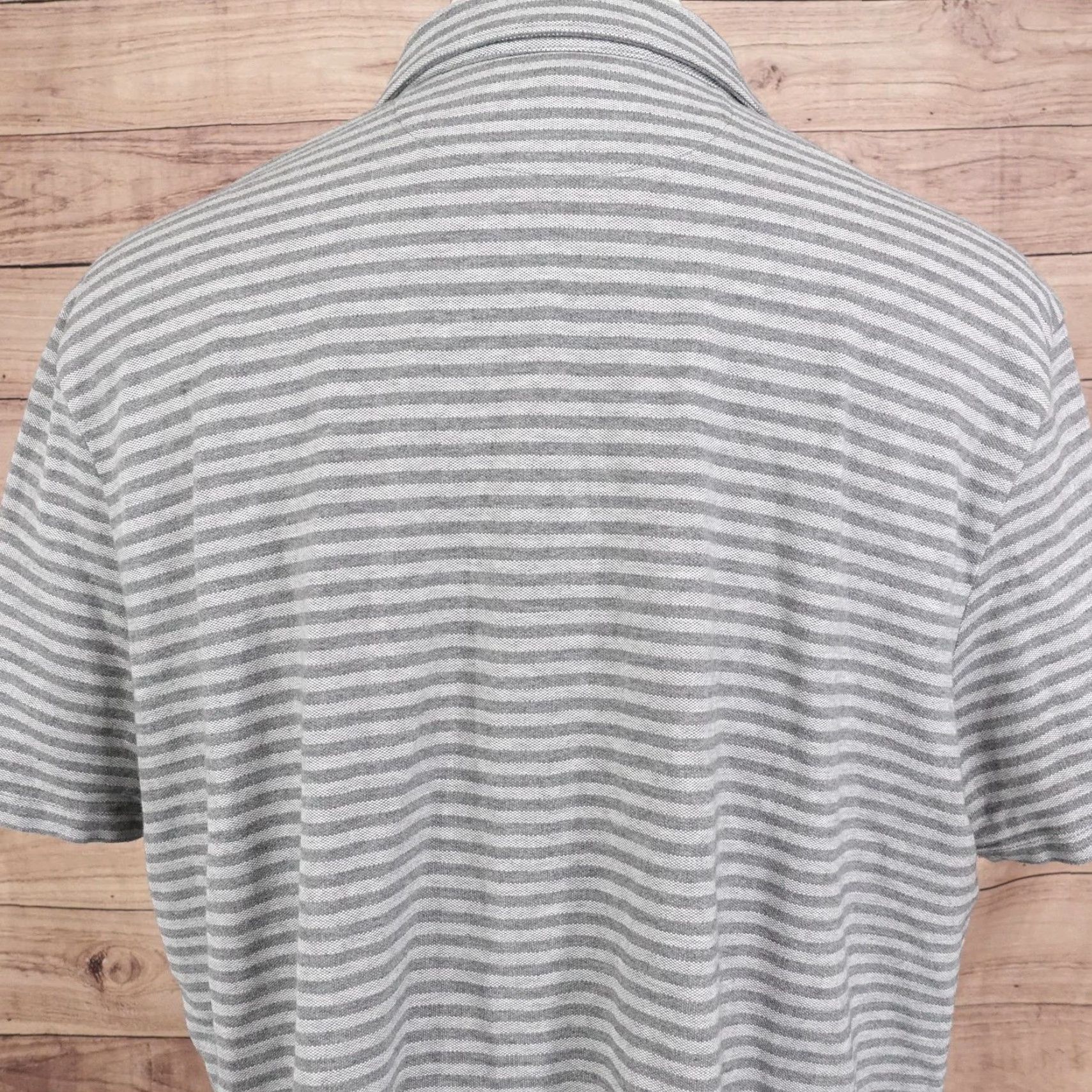 Banana Republic Banana Republic Polo Mens XL Gray White Striped Performance Pique Casual Size US XL / EU 56 / 4 - 5 Thumbnail