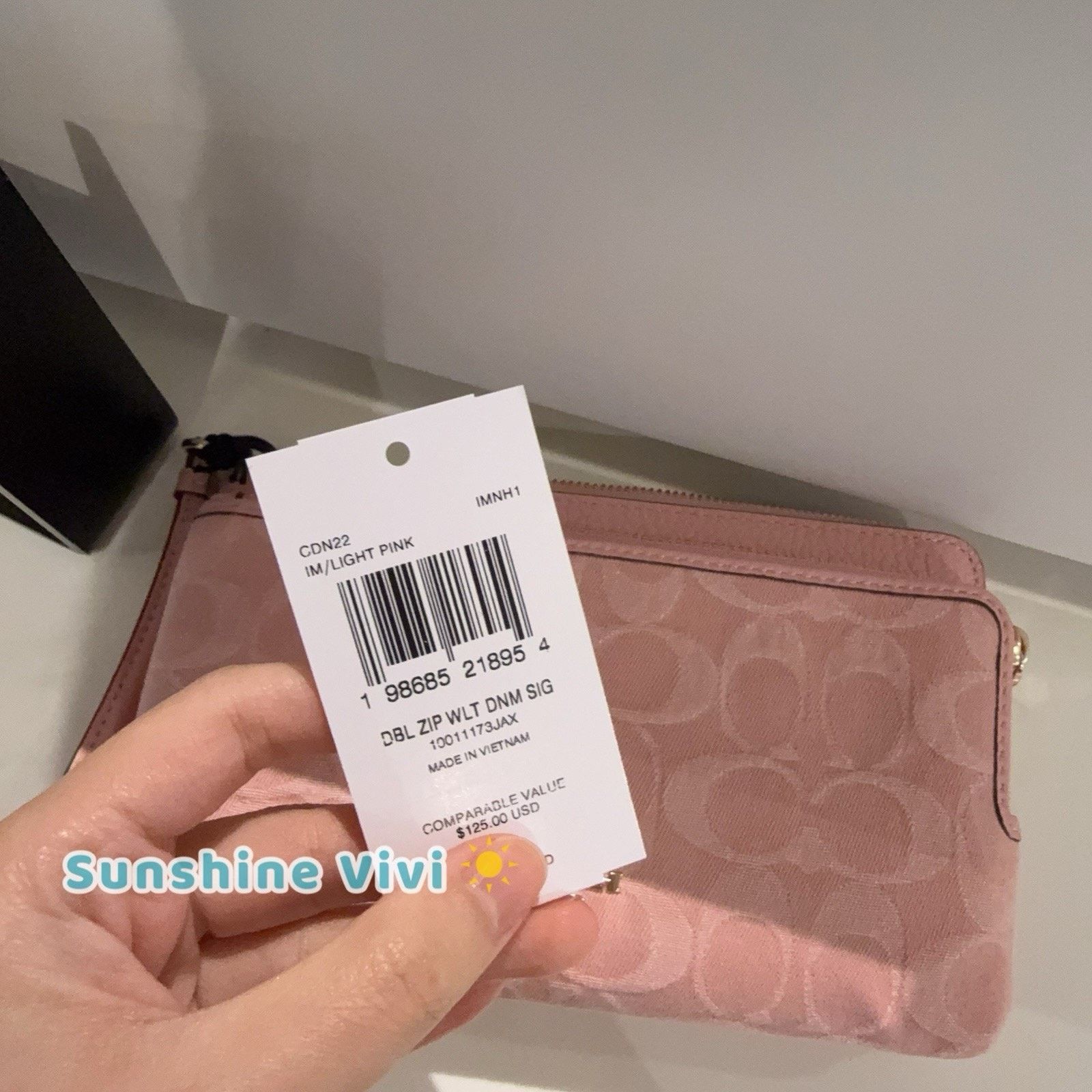 Coach NWT Coach CDN22 Double Zip Wallet Signature Denim Light Pink Size ONE SIZE - 6 Thumbnail