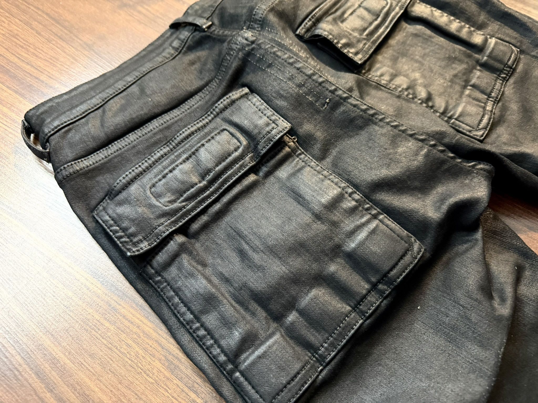 Rick Owens Drkshdw Rick Owens FW15 Memphis Waxed Cargo Denim Size 31 Size US 31 - 8 Thumbnail