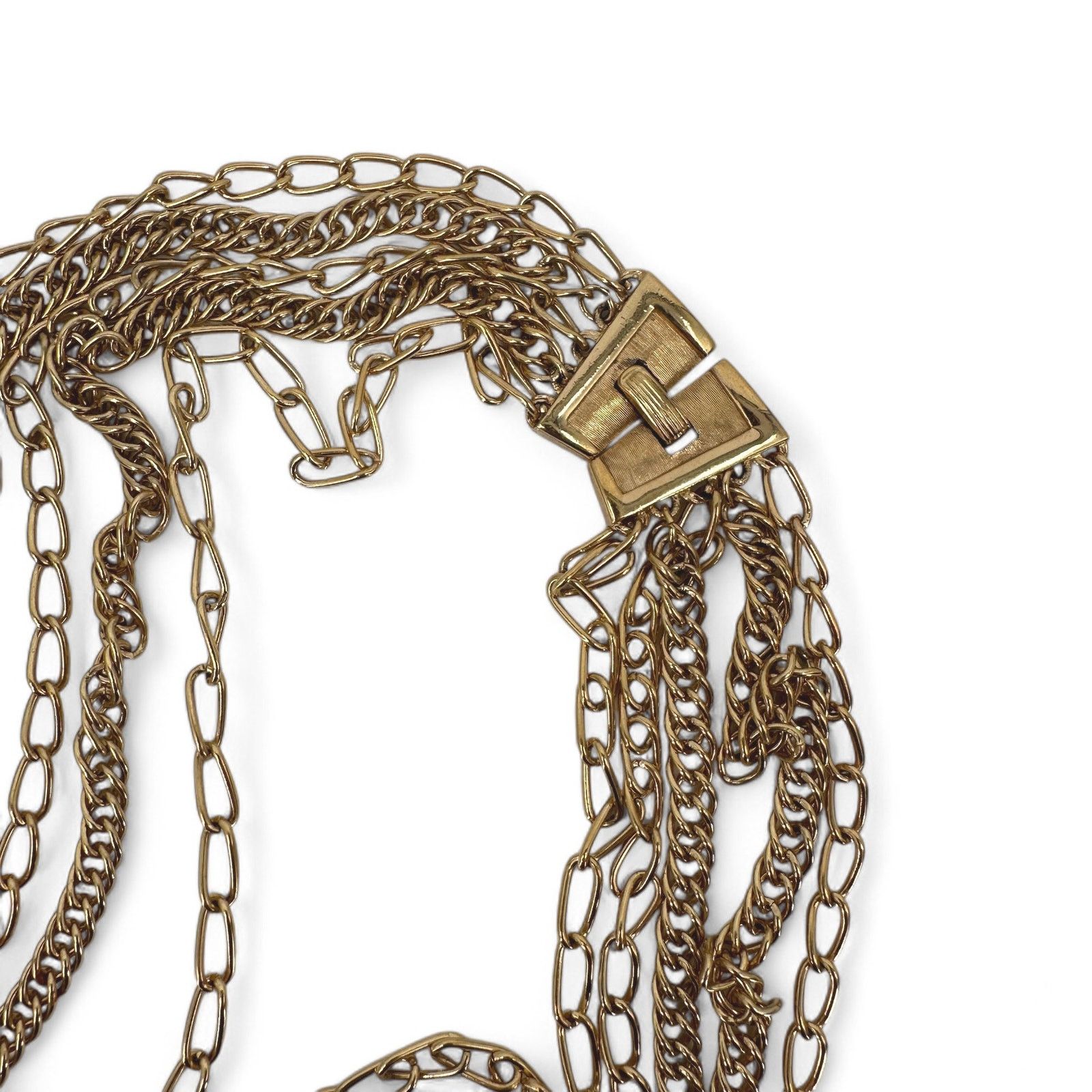 Vintage Crown Trifari Multi Strand Chain Statement Necklace Size ONE SIZE - 7 Thumbnail