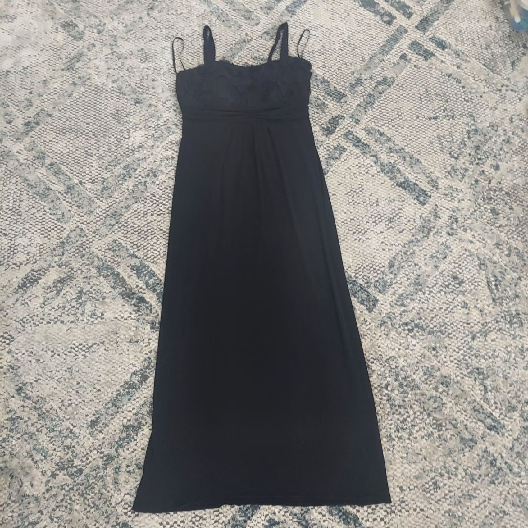 Vintage En Focus Studio Women’s Black Rose Maxi Dress - Size 12 - Sleeveless - Long - Polyester Spandex - Formal Party Communion - Solid - 12 - Women Size XL / US 12-14 / IT 48-50 - 2 Thumbnail
