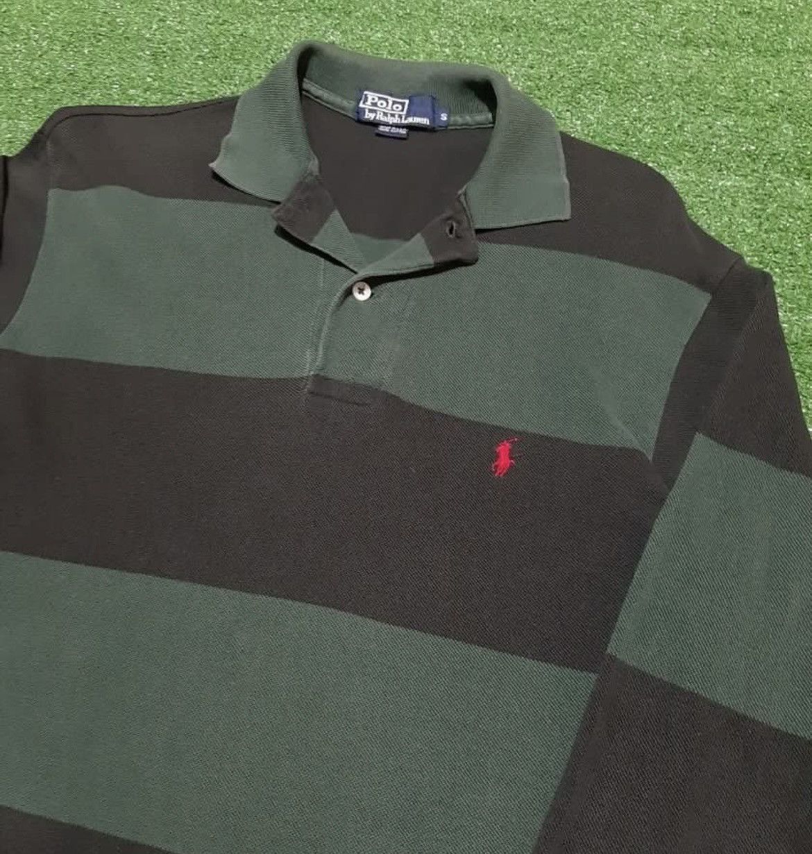 Polo Ralph Lauren × Vintage Polo Ralph Lauren Striped Army/Black Rugby Polos Size US S / EU 44-46 / 1 - 2 Thumbnail