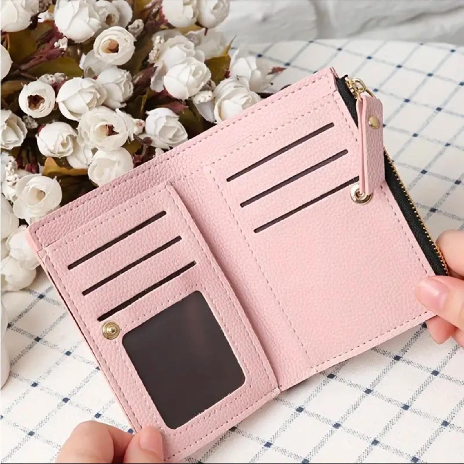 Designer Pink Cherry Embroidered Vegan Leather Wallet Size ONE SIZE - 4 Thumbnail