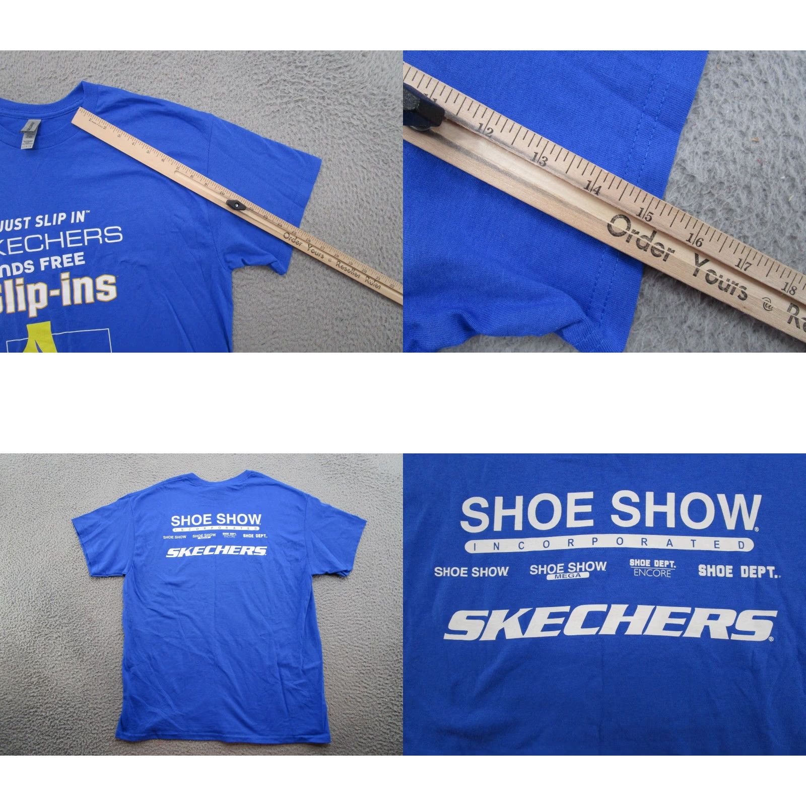 Gildan Sketchers Slip Ins Double Sided Blue T-Shirt Adult Size L Cotton Walking Size US L / EU 52-54 / 3 - 8 Thumbnail