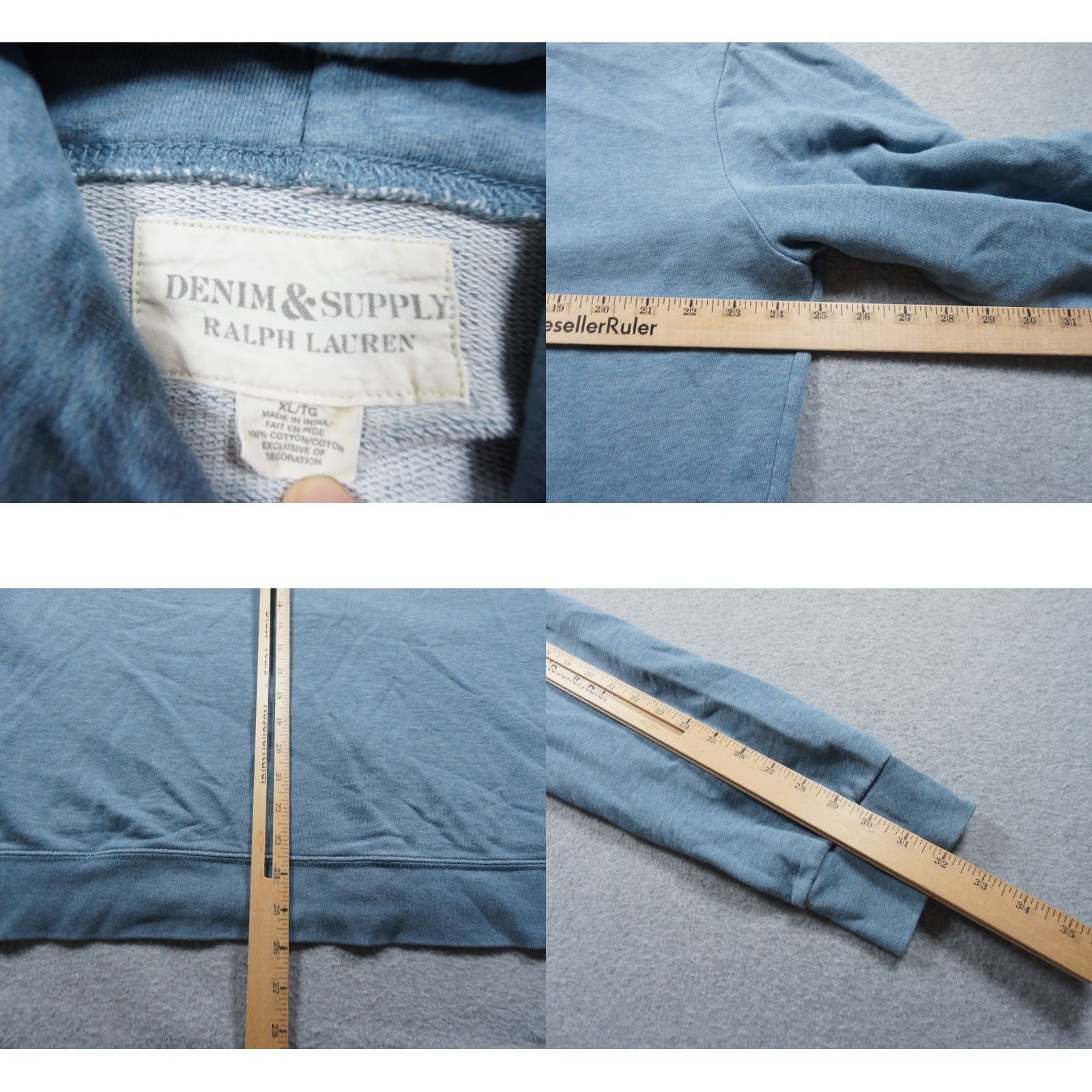 Vintage Denim & Supply Ralph Lauren Hoodie Mens XL Blue Full Zip Sweatshirt Outdoors Size US XL / EU 56 / 4 - 8 Thumbnail