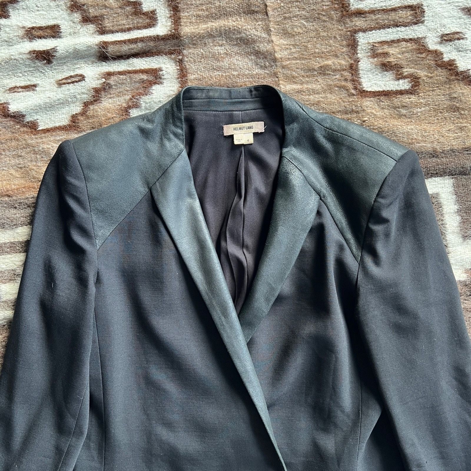 Helmut Lang Helmut Lang Black Wool Blend Goat Leather 9538AC Size M / US 6-8 / IT 42-44 - 2 Thumbnail