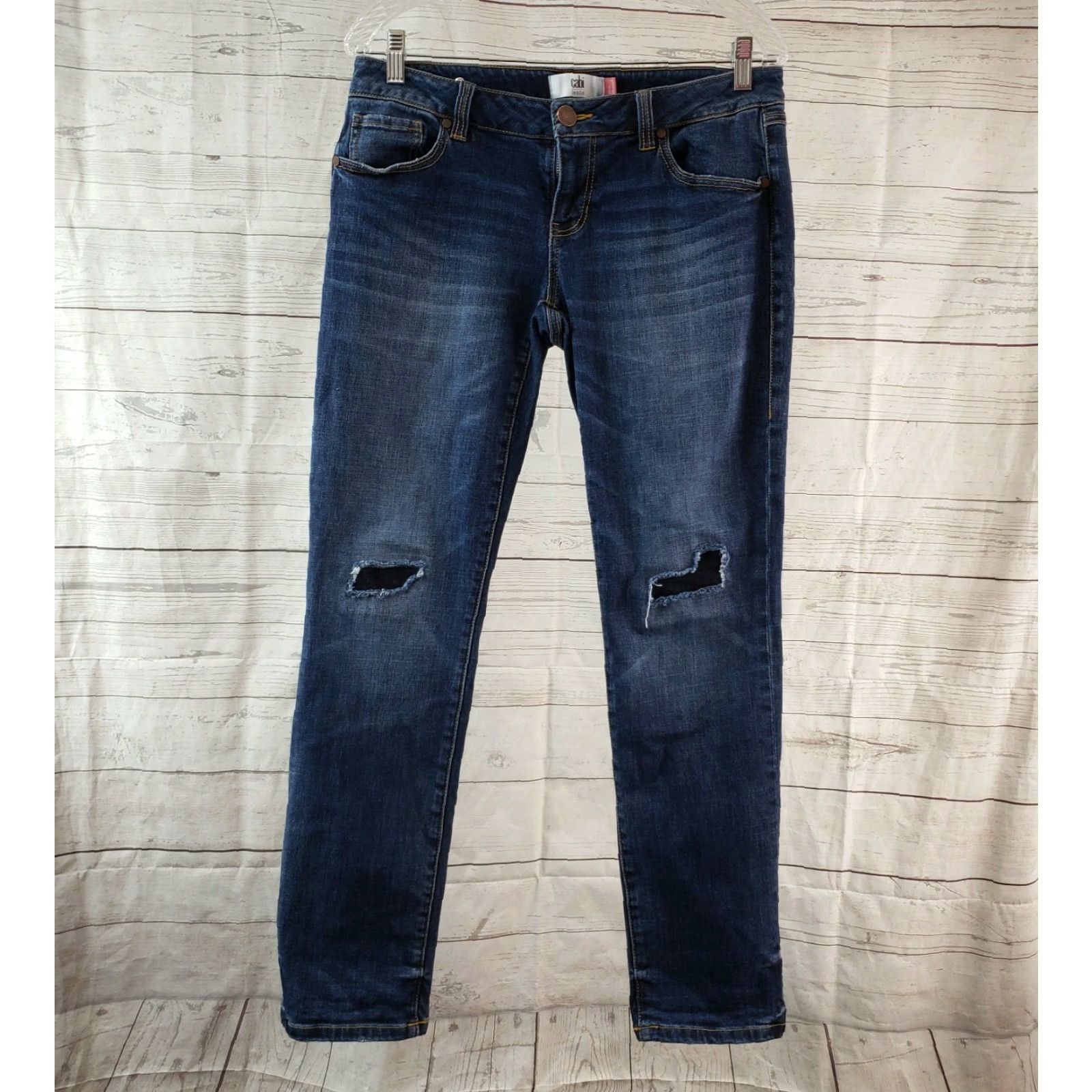 Vintage CAbi 5695 Womens Slim Boyfriend Jeans Sz 4 Blue Patchwork Low Rise Denim Giftless Size 27" / US 4 / IT 40 - 2 Thumbnail