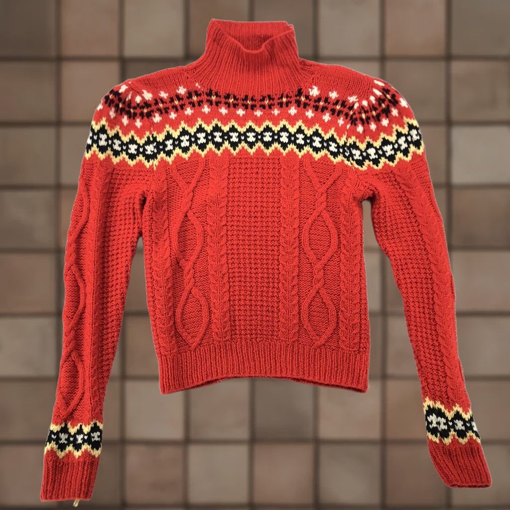 Vintage Cable Knit Sweater Womens Size M Long Sleeve Pullover Mock Neck Red Womens Pullover Sweater M Red, Women's