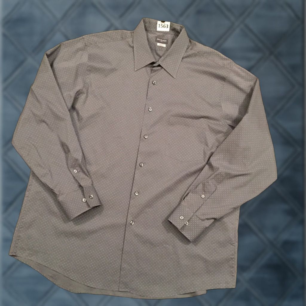 Van Heusen VAN HEUSEN Shirt Mens 17 Gray Geometric Long Sleeve Button-Up Stretch Size US XL / EU 56 / 4 - 1 Thumbnail
