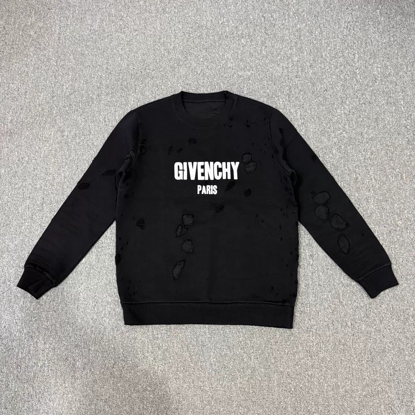 Givenchy Black Distressed Long Sleeve Sweatshirt Size US S / EU 44-46 / 1 - 1 Thumbnail