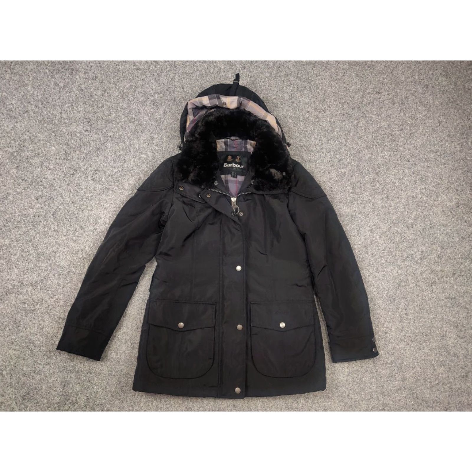 Barbour Barbour Barbour International Outlaw waterproof Zip Fur Hooded Black Parka Jacket Parade Women M Black Parka Parka Womens Size M / US 6-8 / IT 42-44 - 4 Thumbnail