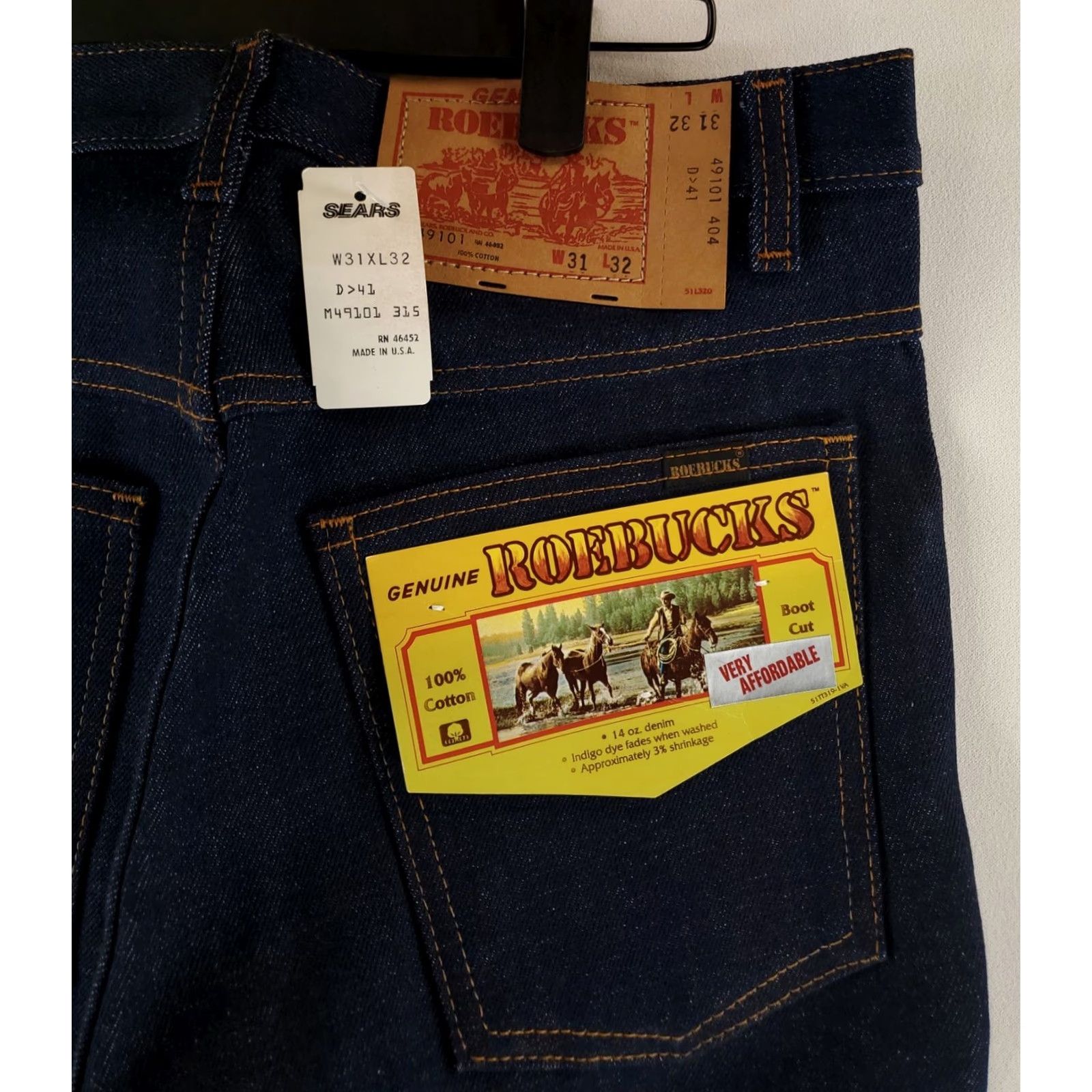 Sears VINTAGE Sears Roebucks Jeans Boots Cut Blue Made USA Mens 31x32 NWT 80s Deadstock Jeans VTG Shirt? Size US 31 - 3 Thumbnail
