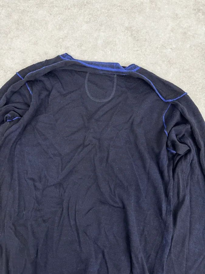 Marithe + Francois Girbaud 2000s Marithé + François Girbaud Black & Blue V Neck Irregular Sweater Size US M / EU 48-50 / 2 - 6 Thumbnail