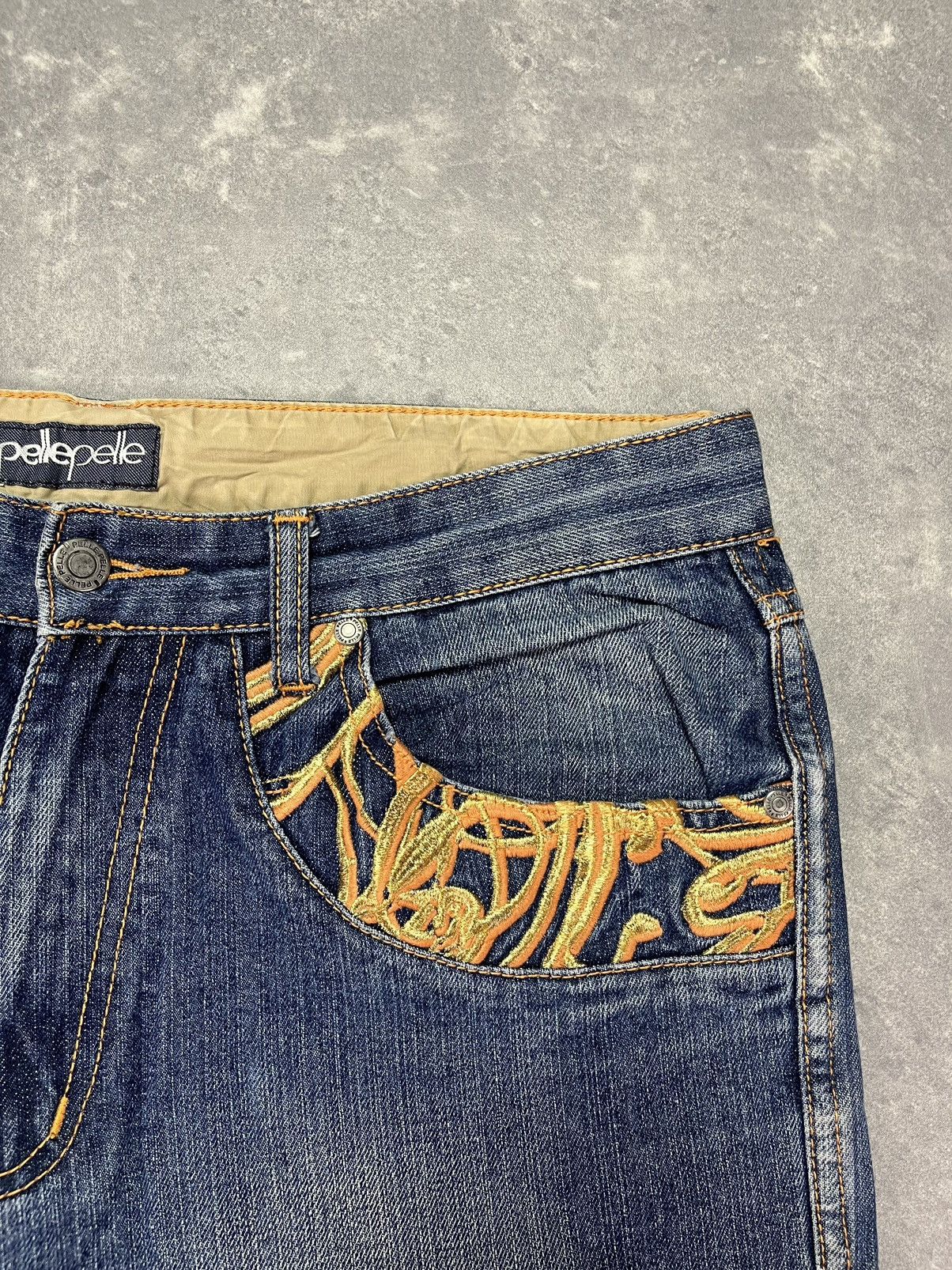 Pelle Pelle Pelle Pelle Vintage Leather Logo Baggy Denim Jeans 34 Size US 34 / EU 50 - 7 Thumbnail
