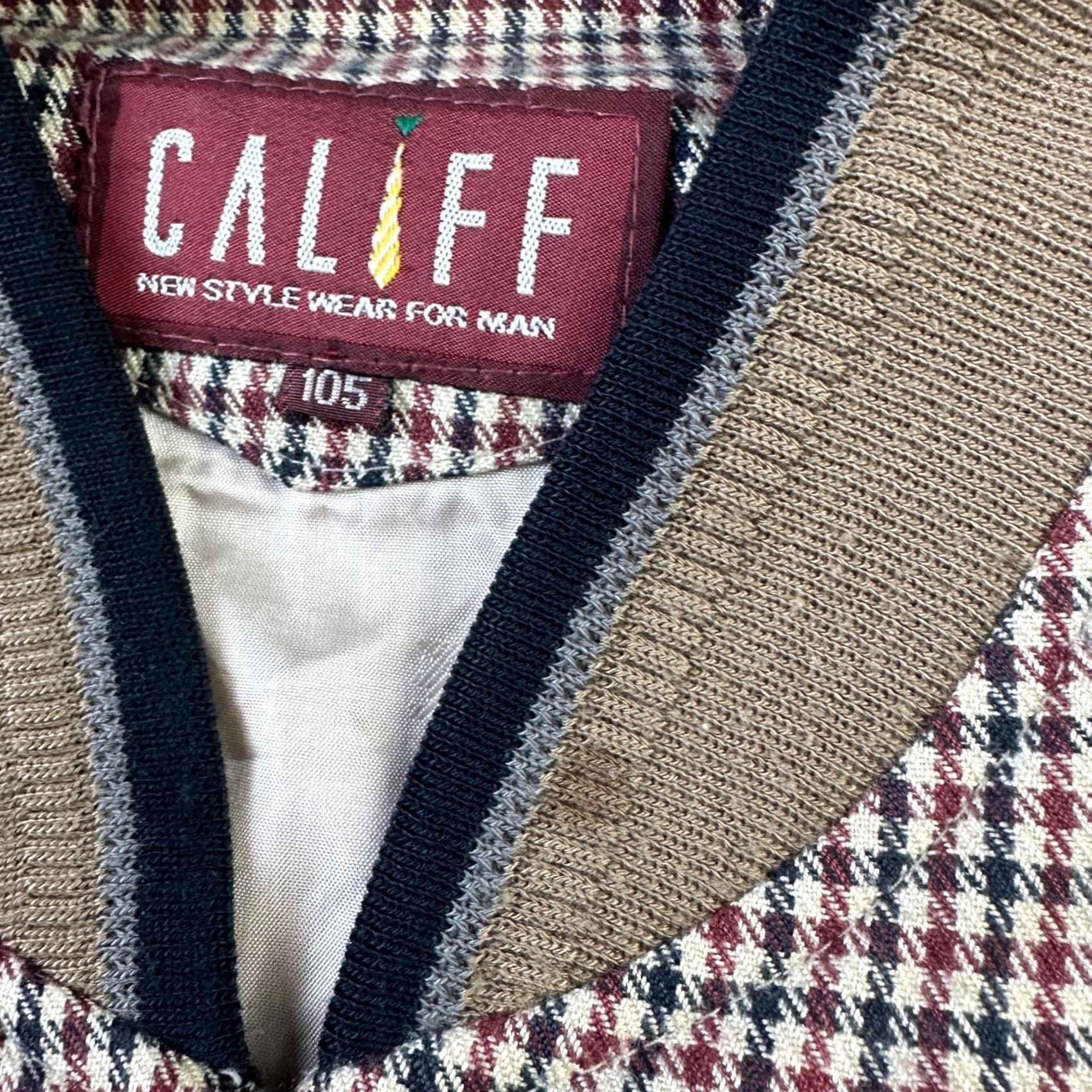 Vintage VINTAGE Califf Jacket Bomber Mens Large Brown Houndstooth Zip Plaid Size US L / EU 52-54 / 3 - 4 Thumbnail