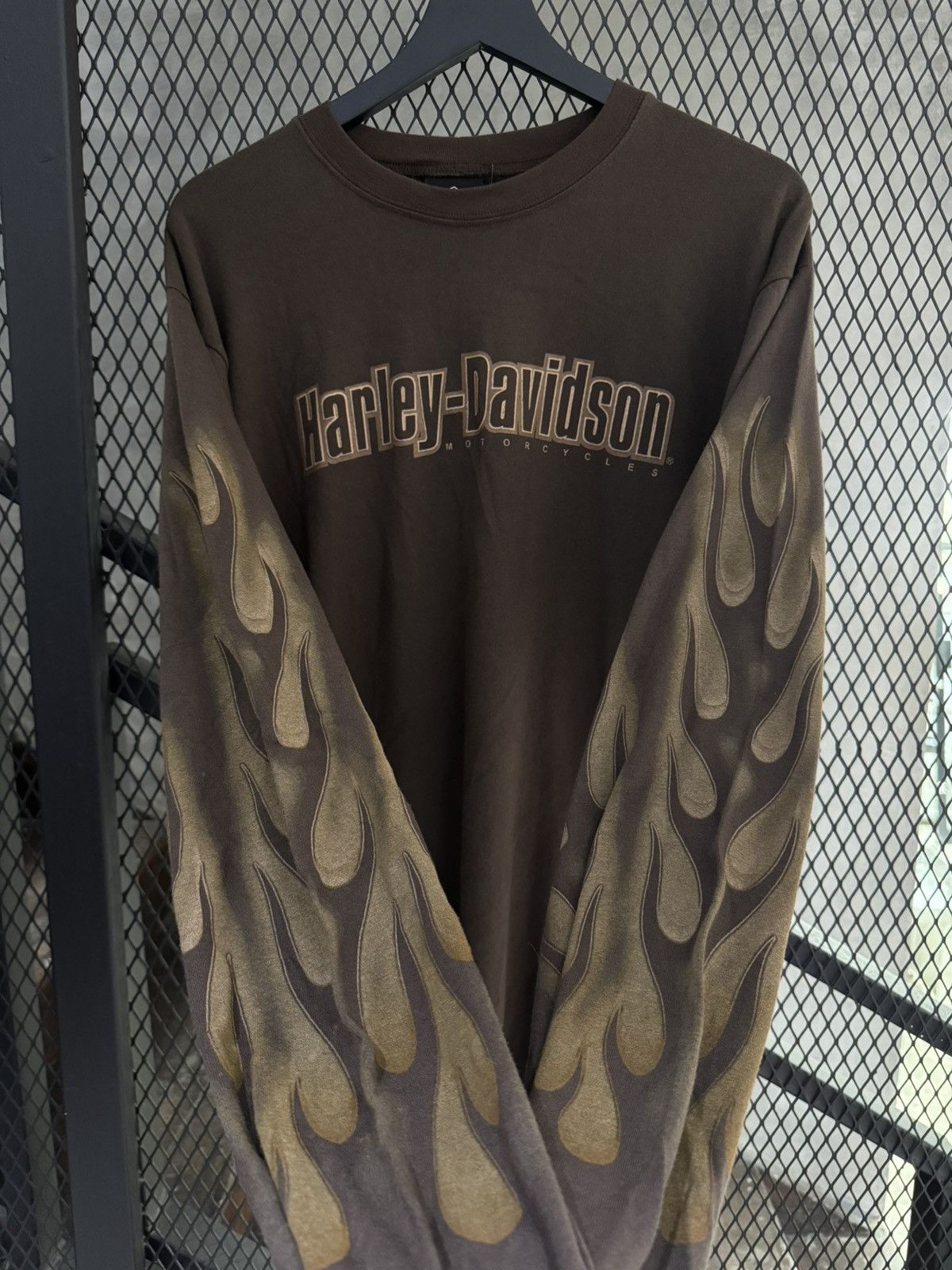Harley Davidson Vintage 2000s Harley Davidson Rare Flames Brown Size US L / EU 52-54 / 3 - 1 Thumbnail