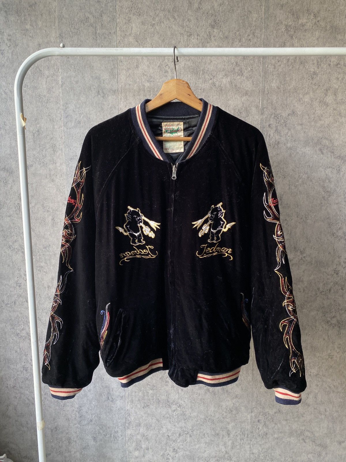 Japanese Brand Vintage Tedman Velvet Sukajan Traditional Japan Jacket Size US M / EU 48-50 / 2 - 2 Thumbnail