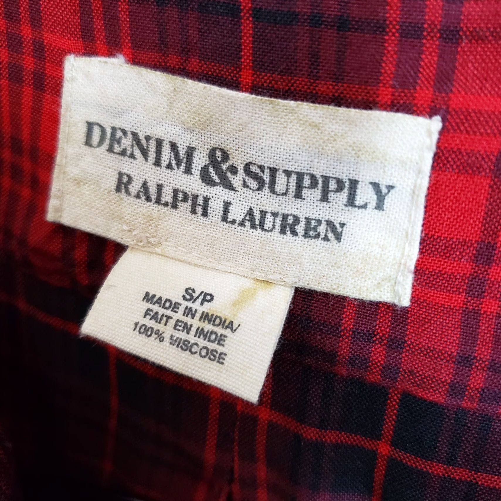 Vintage Denim & Supply Ralph Lauren Womens Button-Front Tunic Top Sz Small Red Plaid Shirt Slim Fit Womens Size S / US 4 / IT 40 - 5 Thumbnail