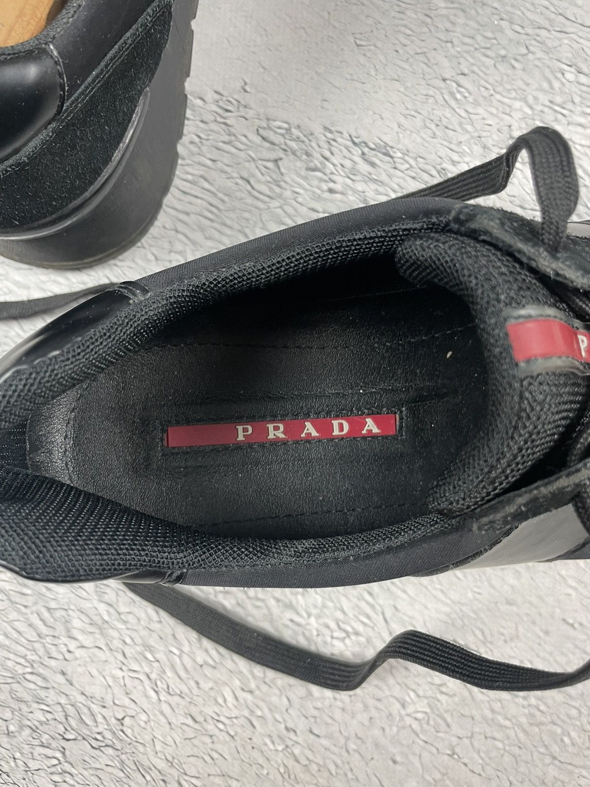 Prada × Vintage Prada Match Race Sneakers 44 Black Suede Shoes Size US 10.5 / EU 43-44 - 9 Thumbnail