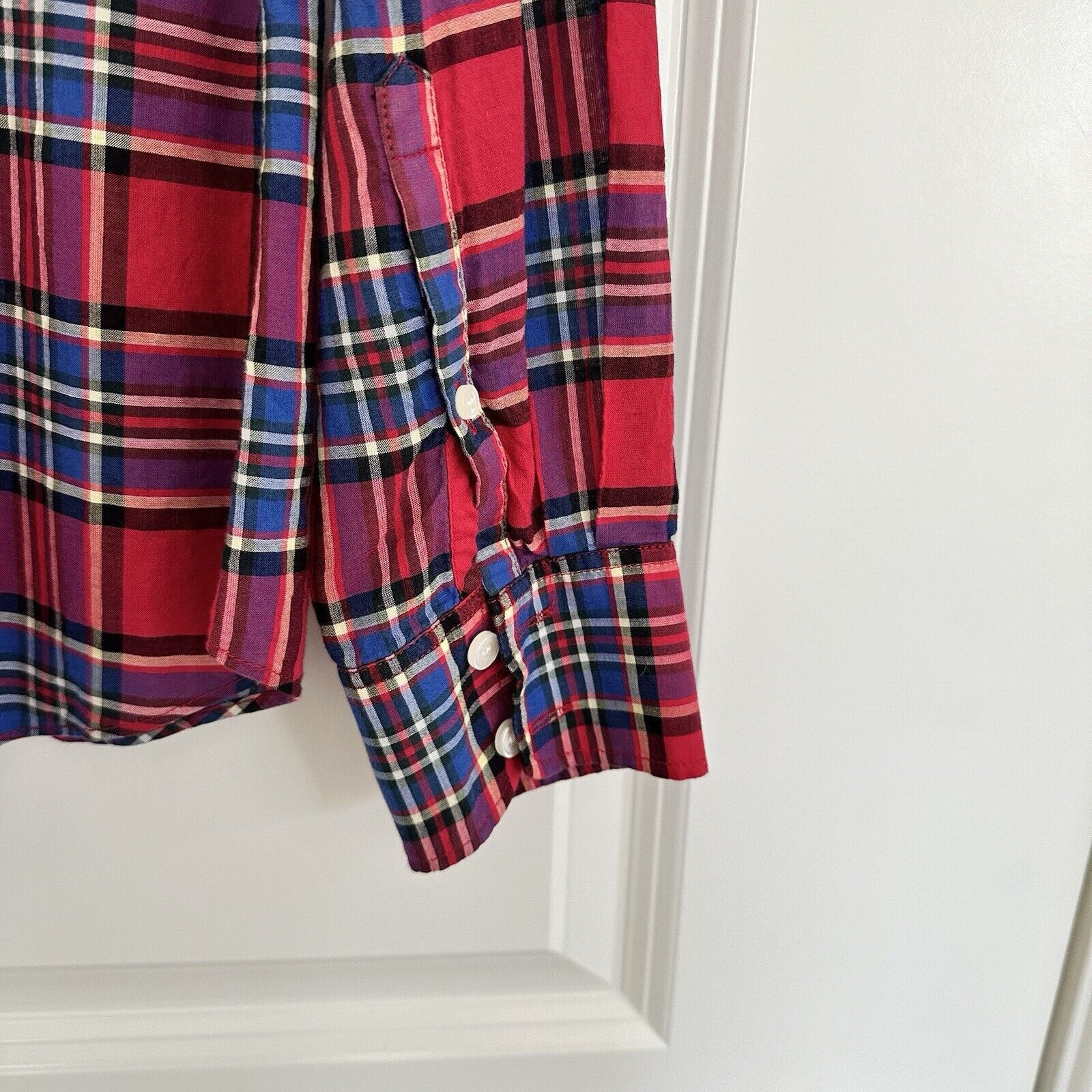 J.Crew J.Crew Women Red White Blue Plaid Shirt Cotton Size M Size M / US 6-8 / IT 42-44 - 5 Thumbnail