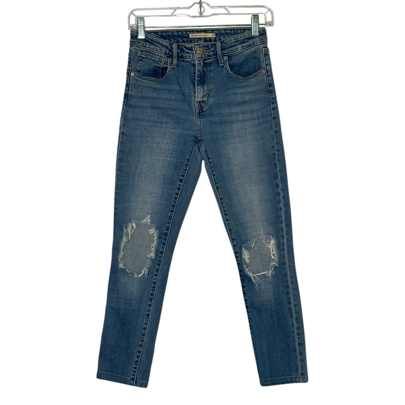 Levi's Levi Strauss 721 high rise distressed jeans size 25 - 2 Size 26" / US 2 / IT 38 - 9 Thumbnail