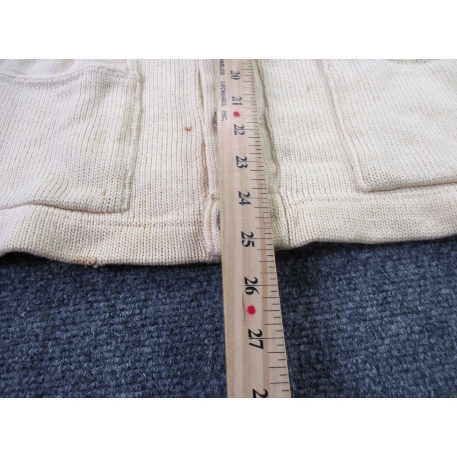 Vintage VINTAGE Beard's Cardigan Sweater Mens S Yellow 60s Patch Knit V-Neck Long Sleeve Button Thermal Distressed Patches Size US S / EU 44-46 / 1 - 4 Thumbnail