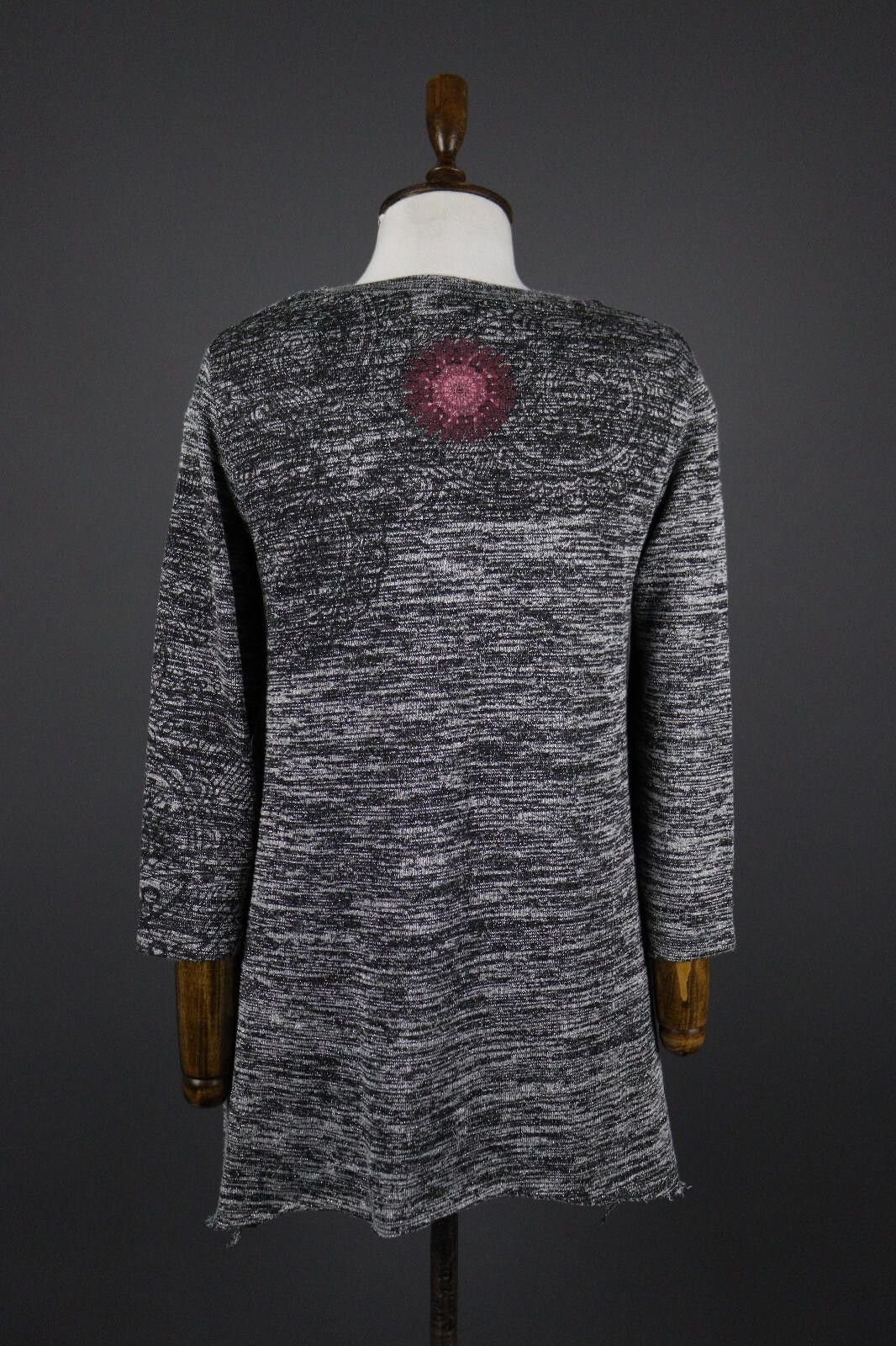 Desigual Desigual Gray Floral Knit Shirt Size EUR M / MEX 32 Size M / US 6-8 / IT 42-44 - 5 Thumbnail