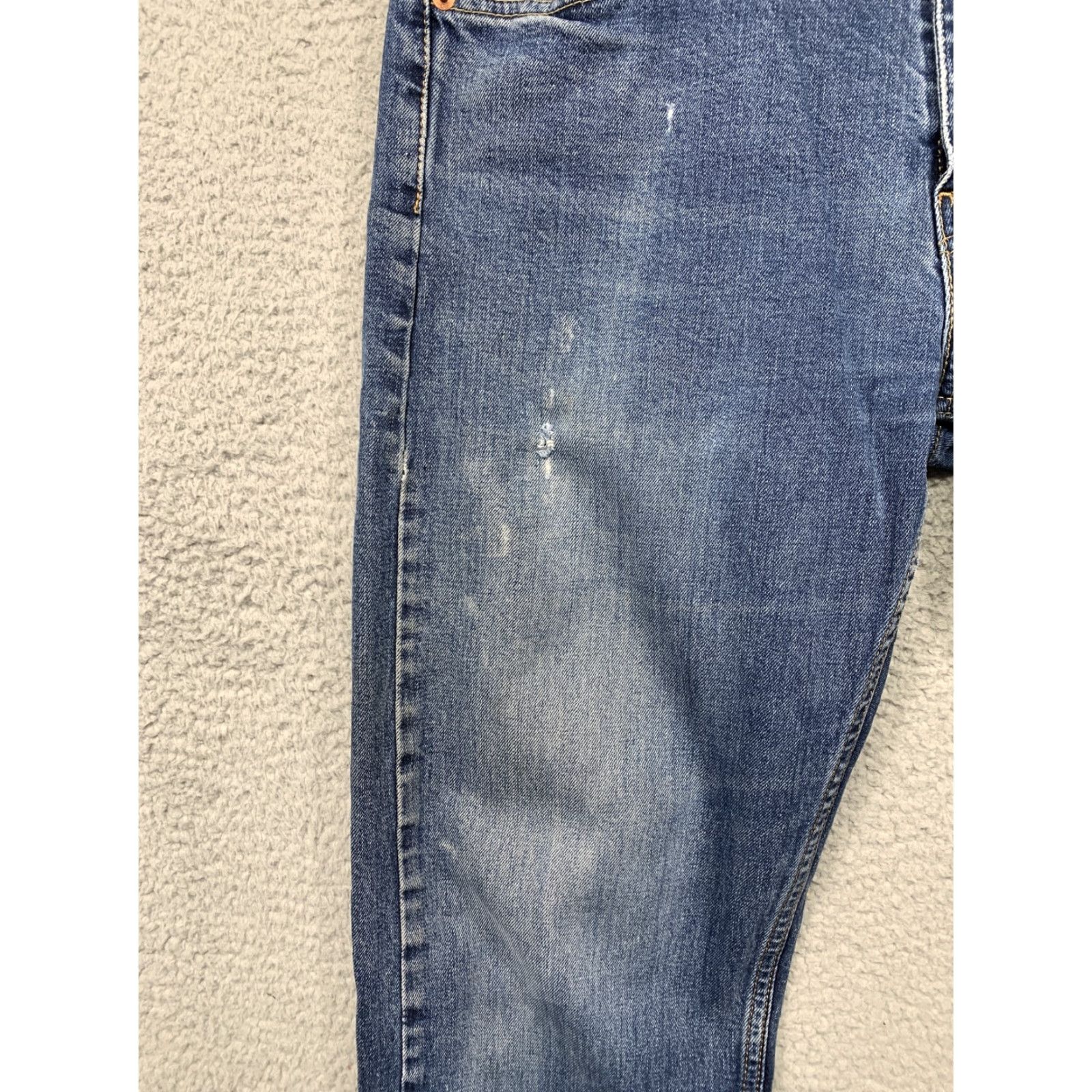 Levi's Levi's 505 Jeans Mens 33 x 30.5 Straight Leg 5-Pocket Rivets LOGO Red Tab Blue Denim Cotton Elastane Size US 33 - 7 Thumbnail