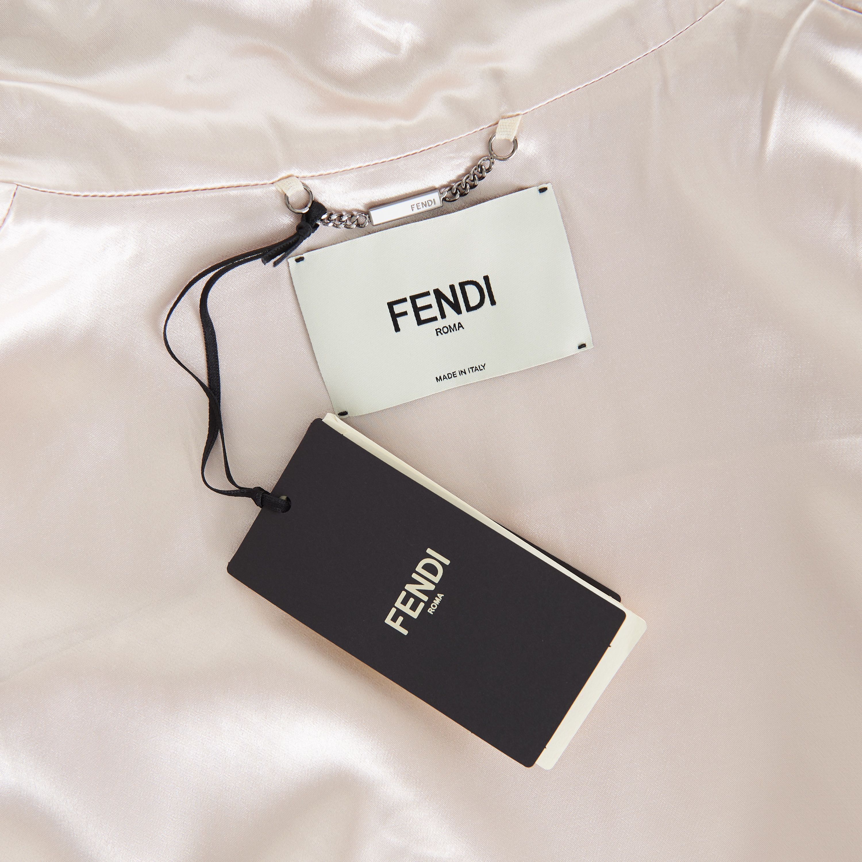 Fendi Beige Satin Blouson Jacket - Snap Closure, Metal FF Buckle Size S / US 4 / IT 40 - 13 Thumbnail