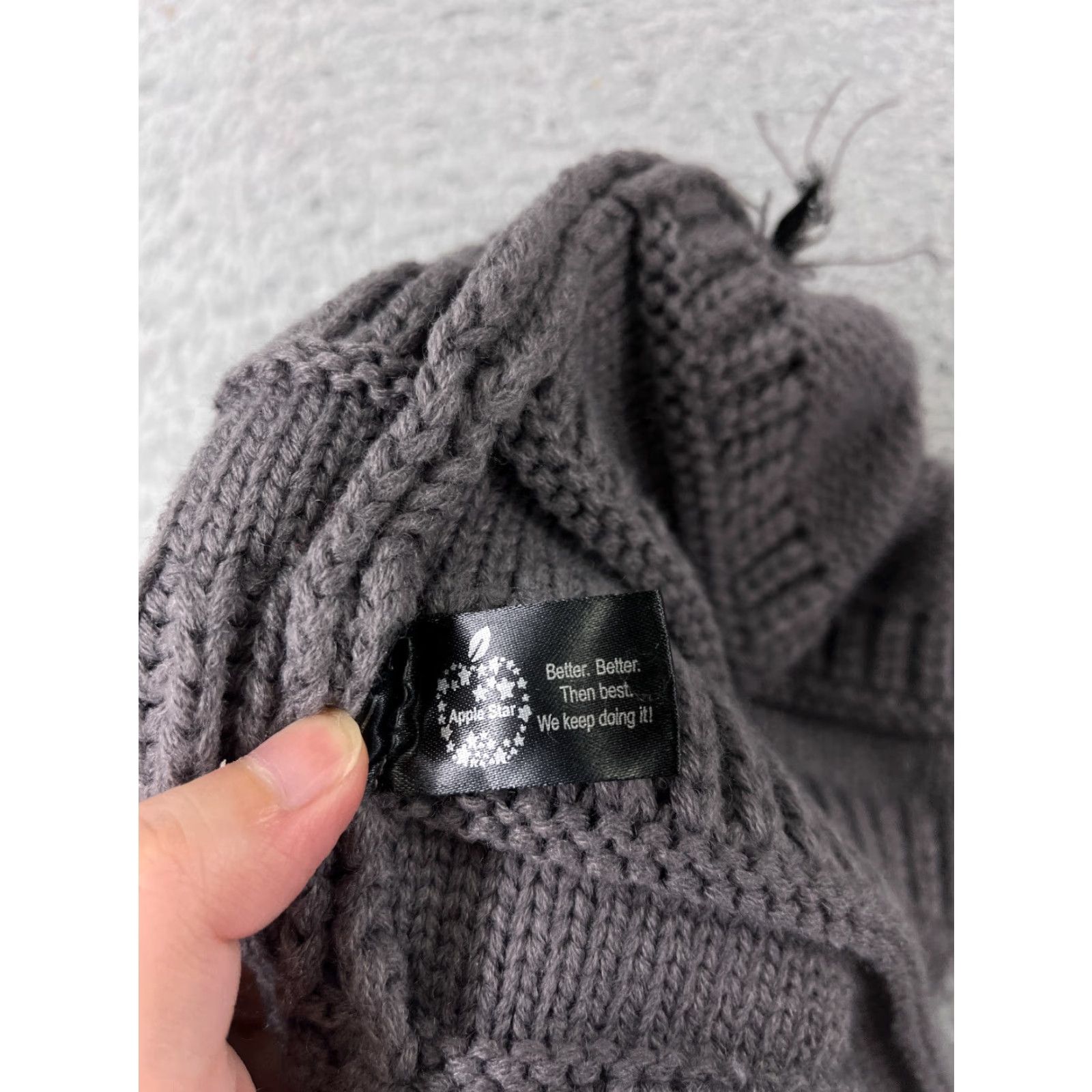Apple Apple Star Slouch Beanie Toque Hat Womens One Size Gray Knit Acrylic Winter Ski Size ONE SIZE - 6 Thumbnail