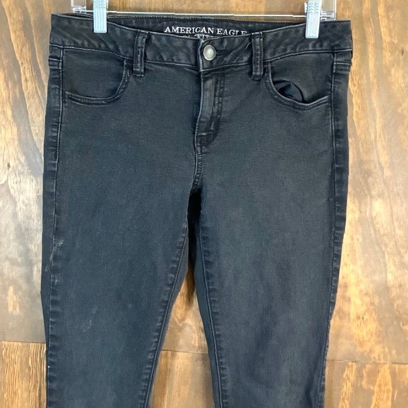 American Eagle Outfitters American Eagle Womens Pants Black Denim Low Rise Skinny Jegging Stretch 10 Size 32" / US 10 / IT 46 - 2 Thumbnail