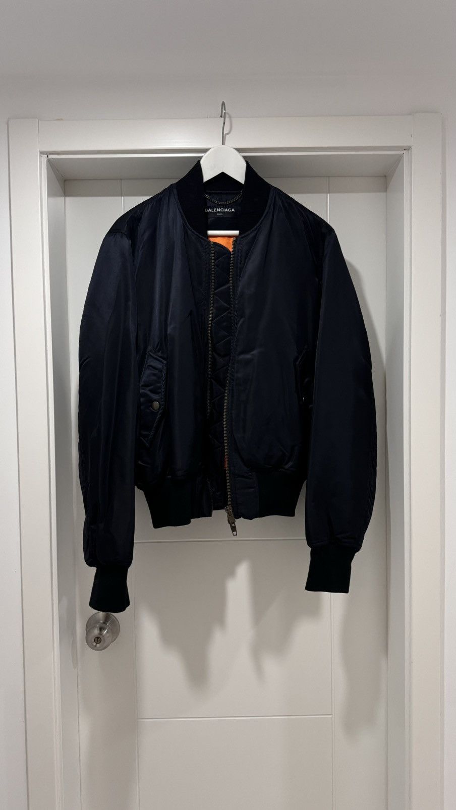 image of Balenciaga “Paris” Nylon Bomber in Black, Men's (Size Small)