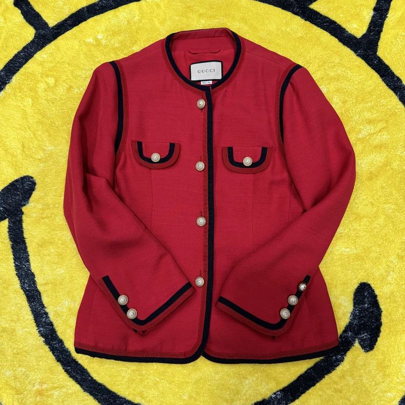 Gucci Red Multi-Pocket Button Jacket by Gucci-dmc Size US M / EU 48-50 / 2 - 1 Thumbnail