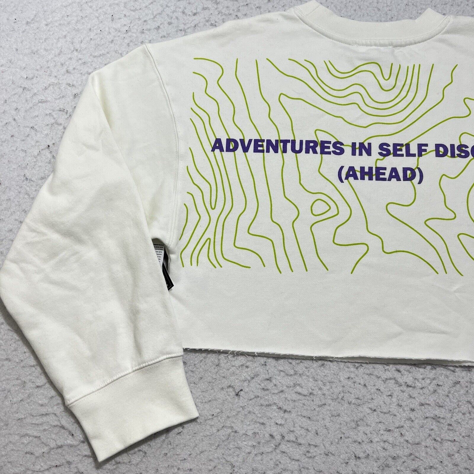 Nordstrom BP Cropped Crewneck Fleece Sweatshirt Ivory Self Discovery Size XS / US 0-2 / IT 36-38 - 7 Thumbnail