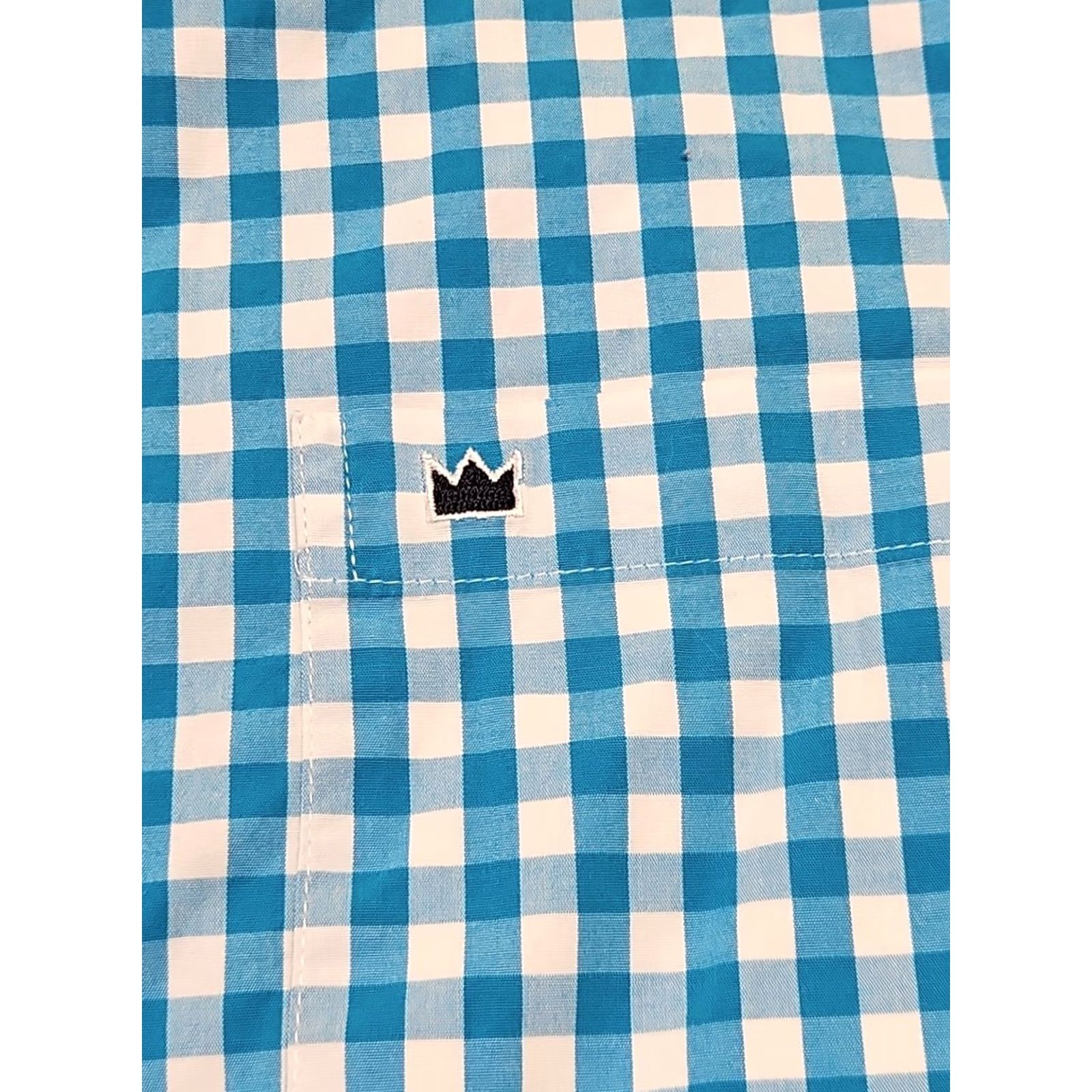 Vintage Crown And Ivy Button-Down Shirt 2XLT Long Sleeve Turquoise White Check Plaid Big & Tall Men’s Shirt Size US XXL / EU 58 / 5 - 7 Thumbnail